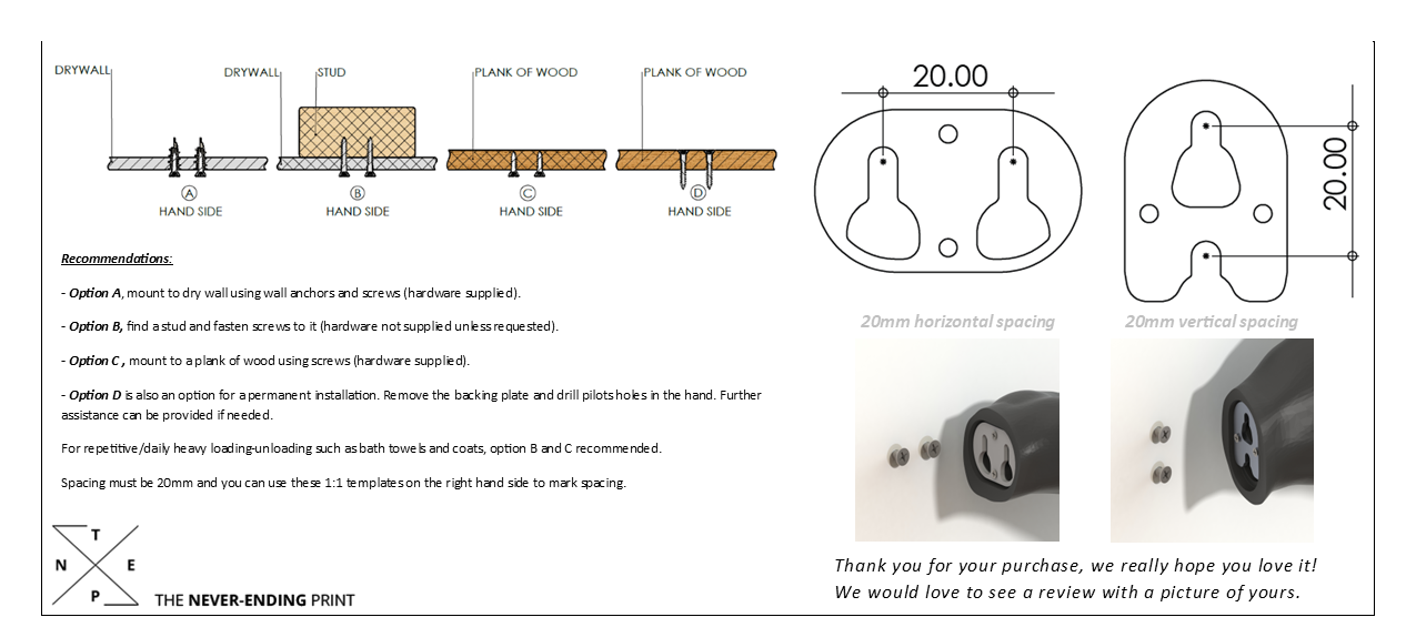 Female Hand Hook, Fist, Choose Your Color, 3D Printed, Wall Mounted, Floating Effect