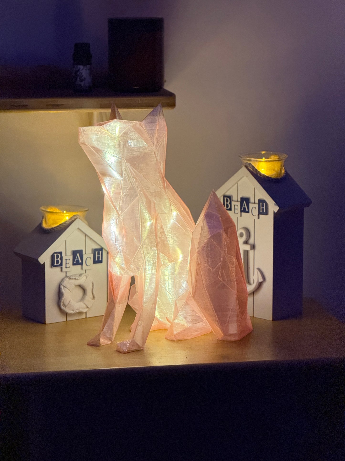 Fox Fairy Light, Magical Animal Statue Lamp, Home Decor, Woodland Theme, 3D Printed