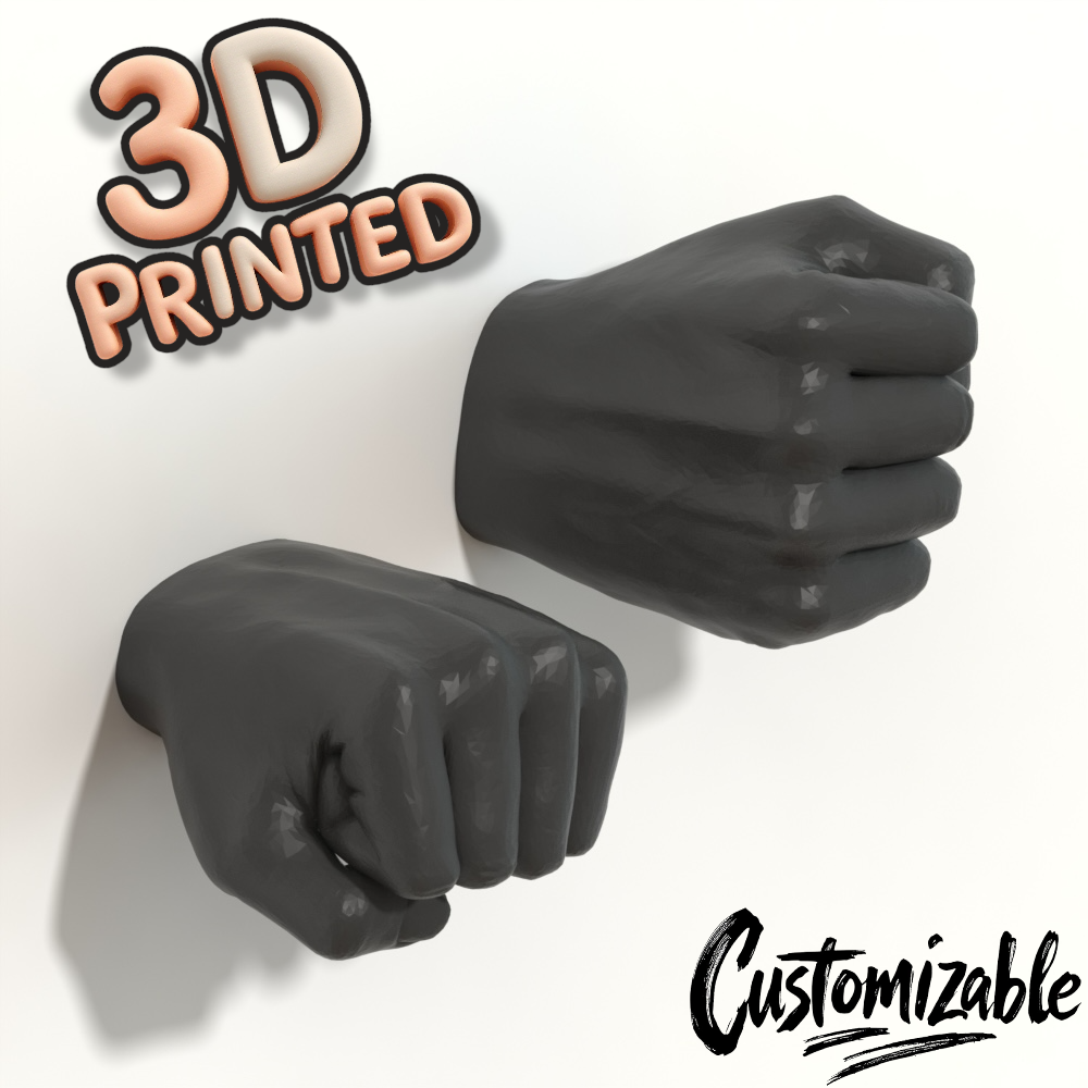 Male Hand Hook, Fist Bump, Choose Your Color, 3D Printed, Wall Mounted, Floating Effect