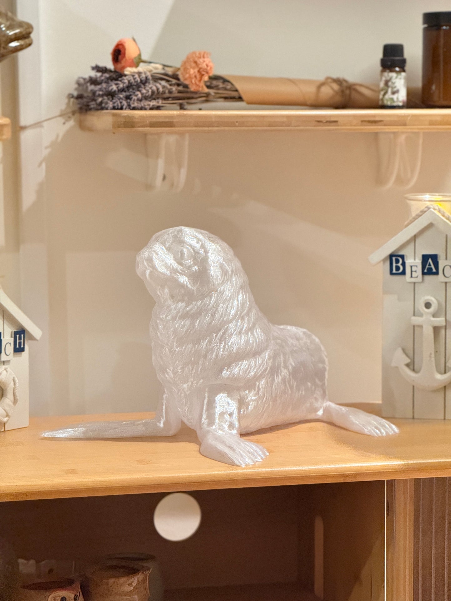 Puppy Seal Fairy Light, Magical Animal Statue Lamp, Home Decor, Ocean Theme, 3D Printed