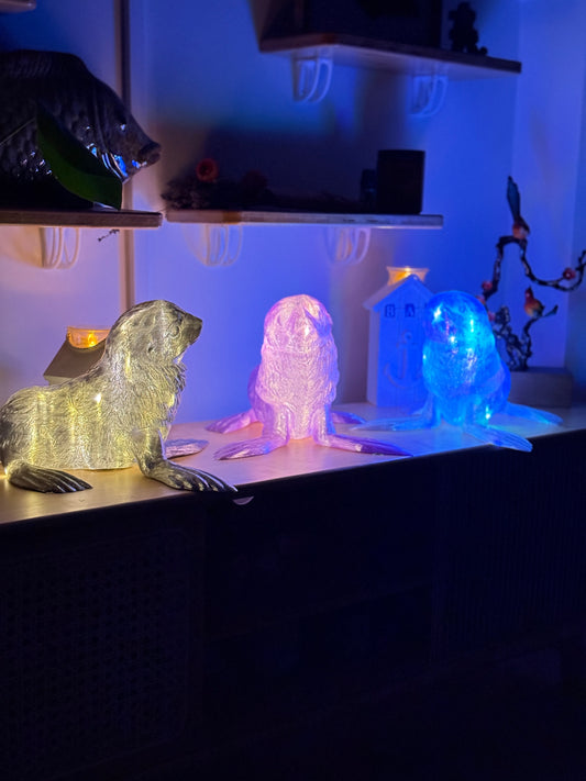 Puppy Seal Fairy Light, Magical Animal Statue Lamp, Home Decor, Ocean Theme, 3D Printed