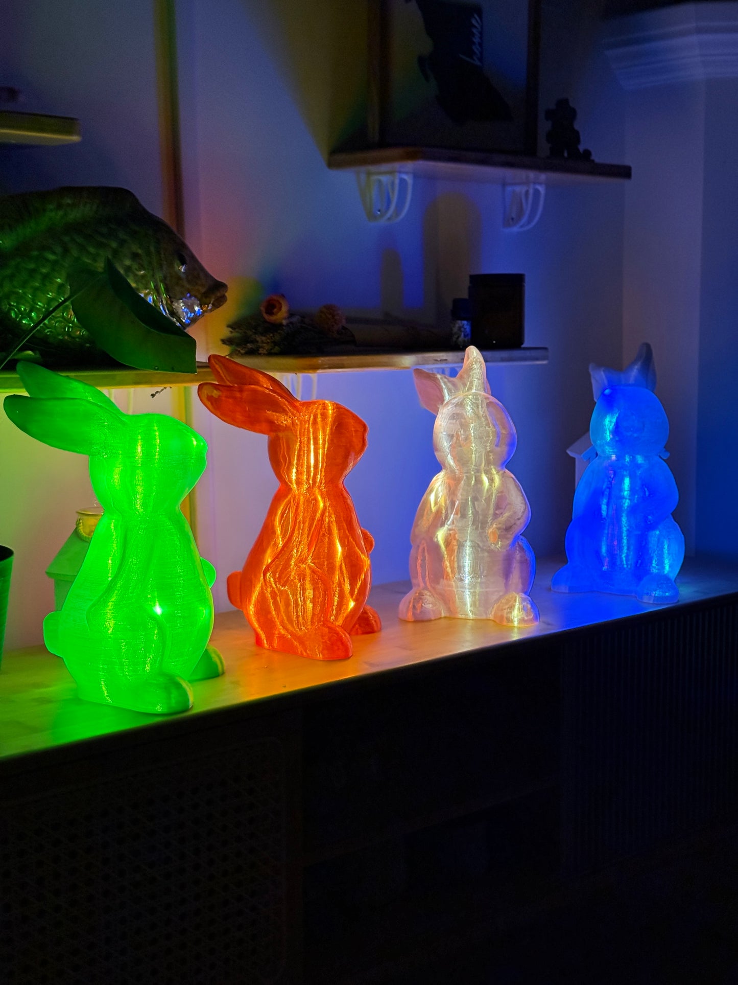 Bunny Fairy Light, Magical Animal Statue Lamp, Home Decor, Woodland Theme, 3D Printed