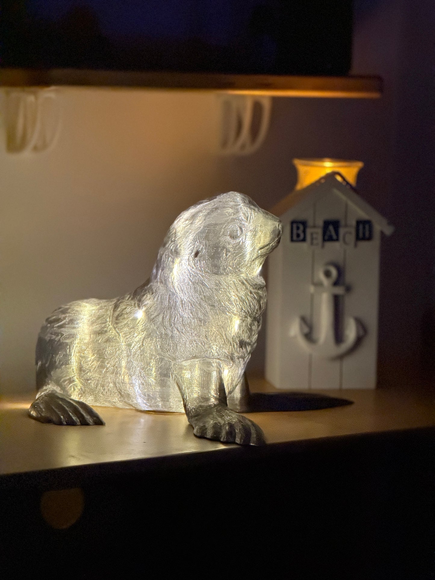 Puppy Seal Fairy Light, Magical Animal Statue Lamp, Home Decor, Ocean Theme, 3D Printed