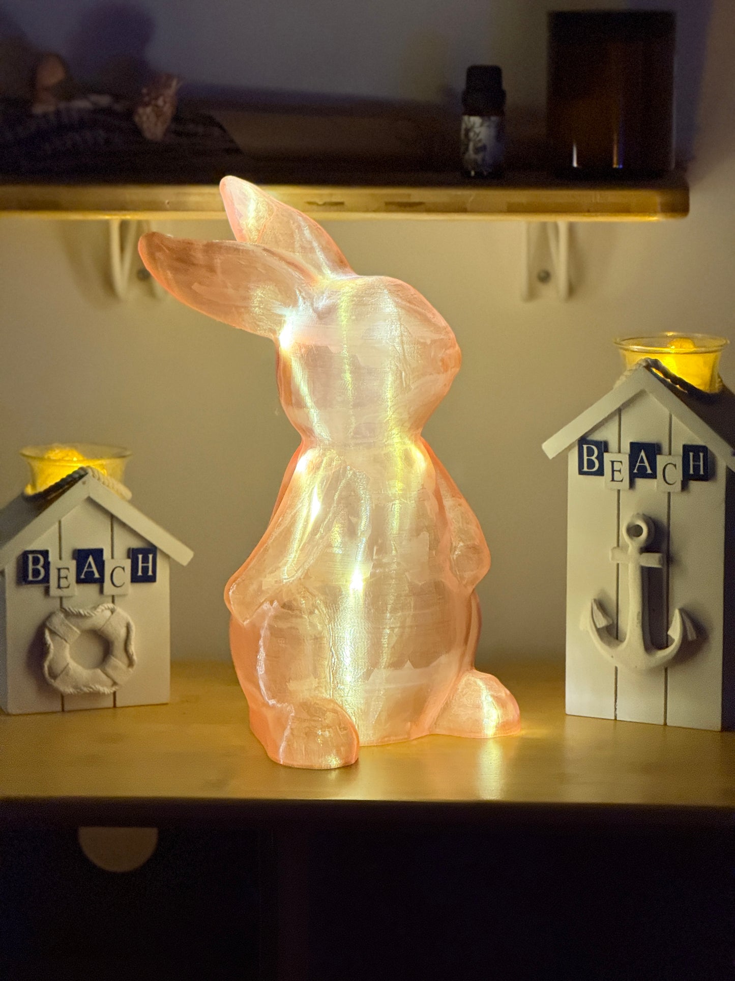 Bunny Fairy Light, Magical Animal Statue Lamp, Home Decor, Woodland Theme, 3D Printed
