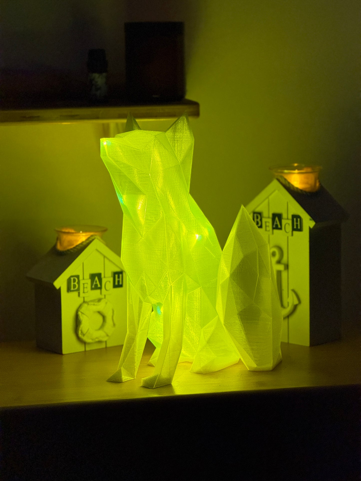 Fox Fairy Light, Magical Animal Statue Lamp, Home Decor, Woodland Theme, 3D Printed