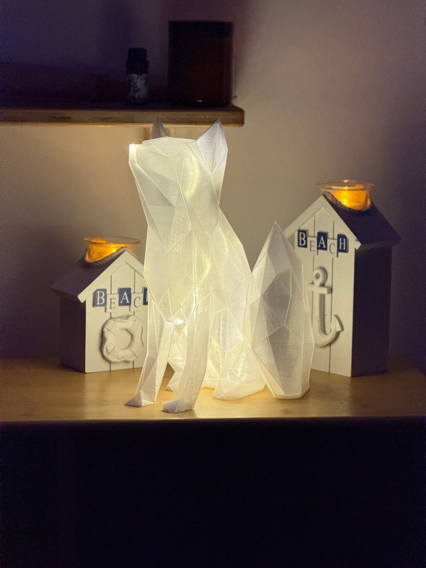 Fox Fairy Light, Magical Animal Statue Lamp, Home Decor, Woodland Theme, 3D Printed