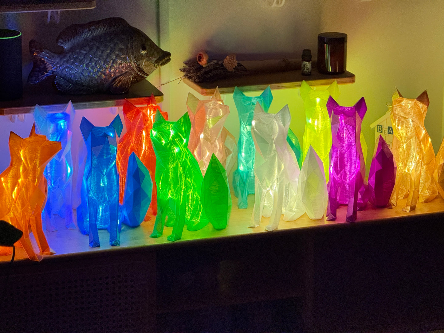 Fox Fairy Light, Magical Animal Statue Lamp, Home Decor, Woodland Theme, 3D Printed