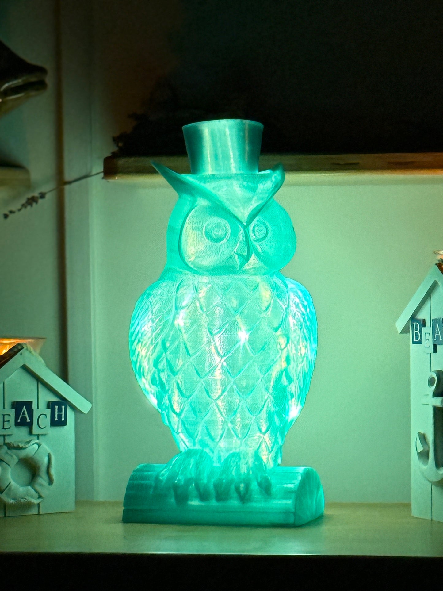 Gentleman Owl Fairy Light, Magical Animal Statue Lamp, Home Decor, Woodland Theme, 3D Printed