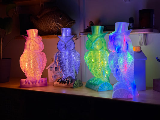 Gentleman Owl Fairy Light, Magical Animal Statue Lamp, Home Decor, Woodland Theme, 3D Printed