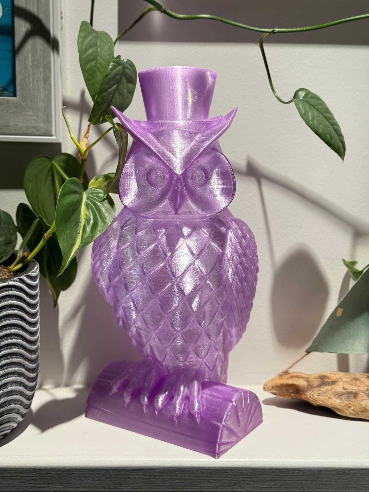 Gentleman Owl Fairy Light, Magical Animal Statue Lamp, Home Decor, Woodland Theme, 3D Printed