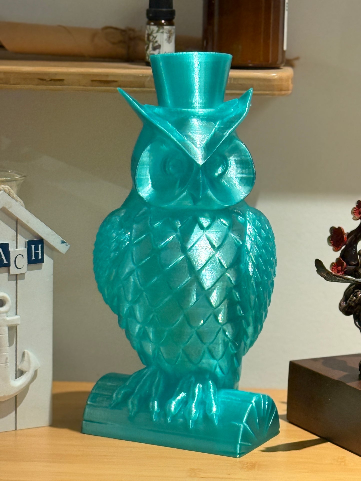 Gentleman Owl Fairy Light, Magical Animal Statue Lamp, Home Decor, Woodland Theme, 3D Printed