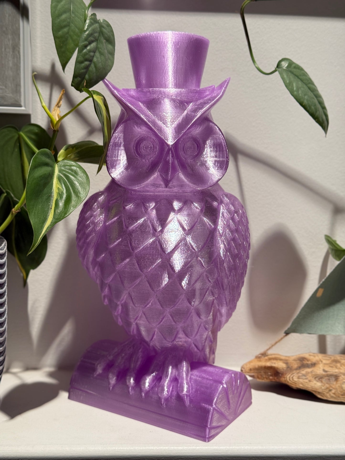 Gentleman Owl Fairy Light, Magical Animal Statue Lamp, Home Decor, Woodland Theme, 3D Printed