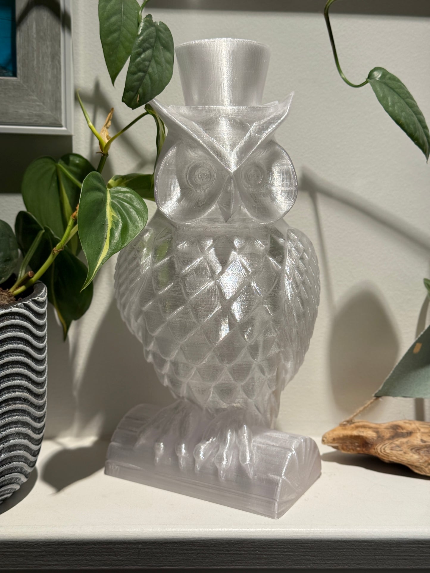 Gentleman Owl Fairy Light, Magical Animal Statue Lamp, Home Decor, Woodland Theme, 3D Printed