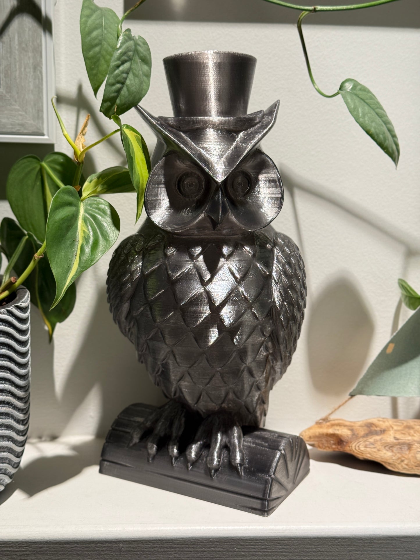 Gentleman Owl Fairy Light, Magical Animal Statue Lamp, Home Decor, Woodland Theme, 3D Printed