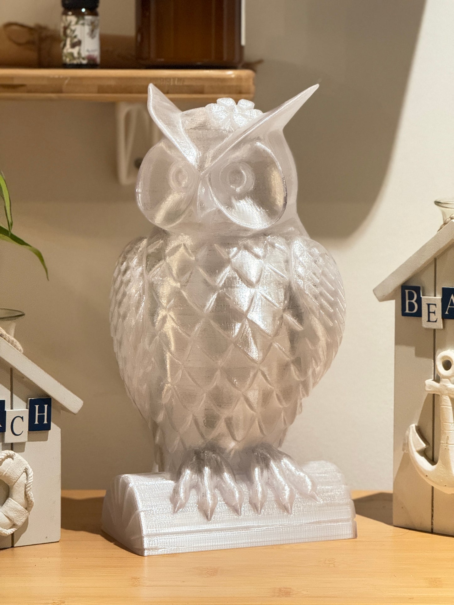 Lady Owl Fairy Light, Magical Animal Statue Lamp, Home Decor, Woodland Theme, 3D Printed