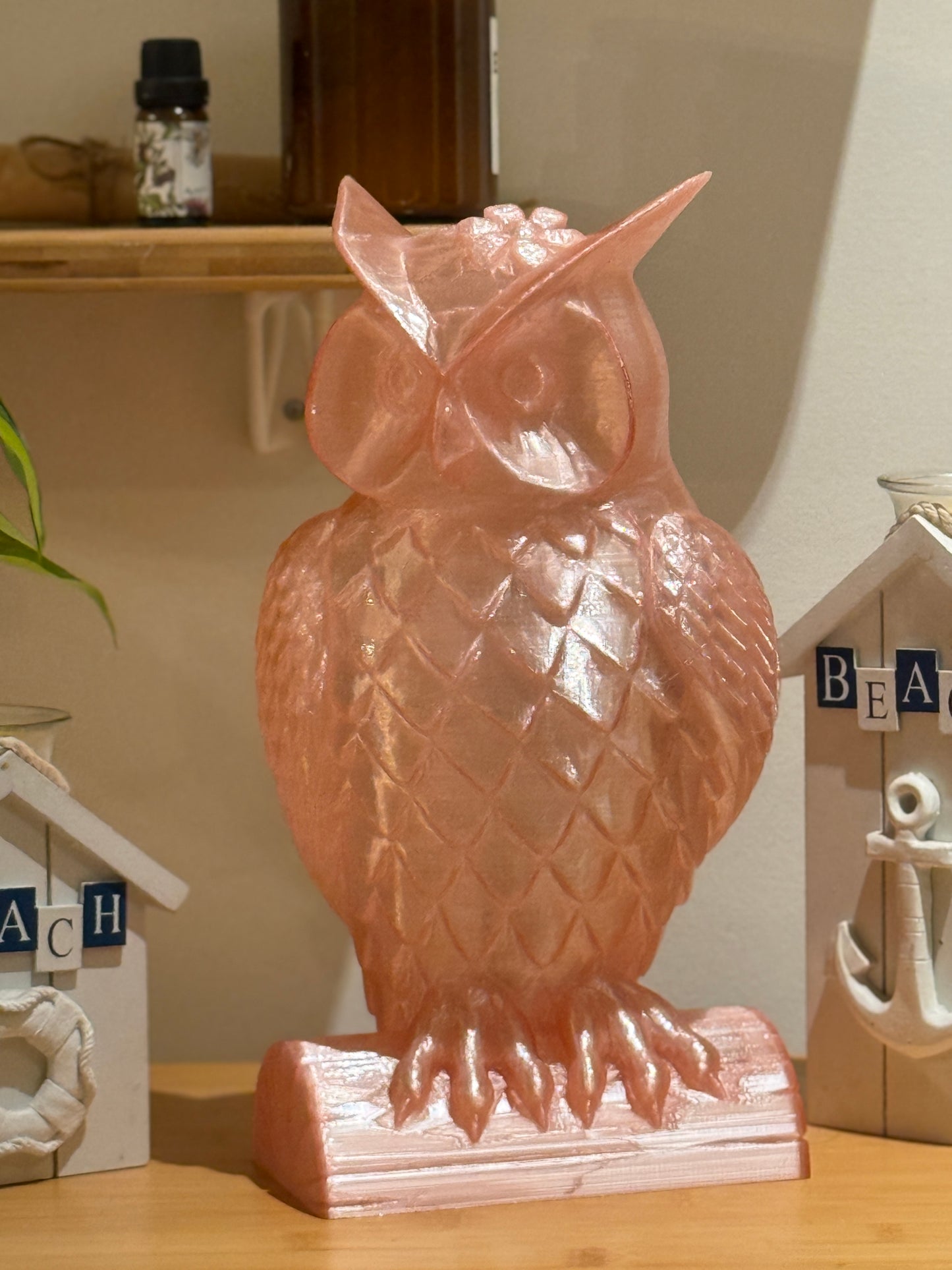 Lady Owl Fairy Light, Magical Animal Statue Lamp, Home Decor, Woodland Theme, 3D Printed