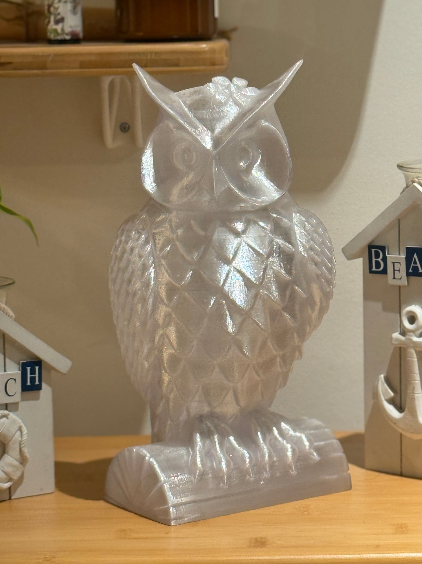 Lady Owl Fairy Light, Magical Animal Statue Lamp, Home Decor, Woodland Theme, 3D Printed