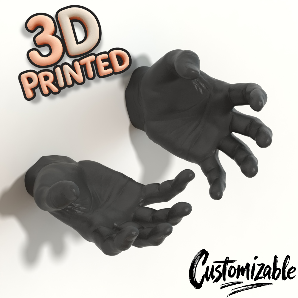 Male Hand Hook, Catching, Choose Your Color, 3D Printed, Wall Mounted, Floating Effect