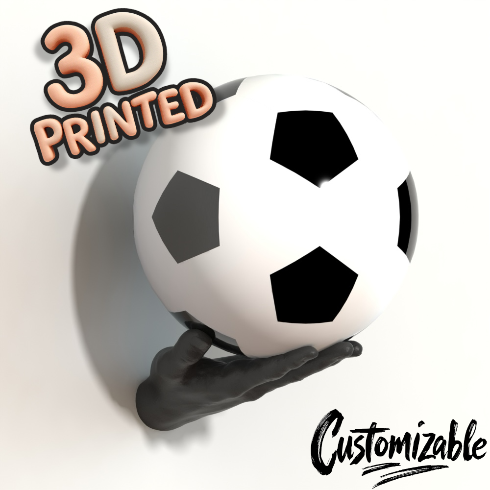 Male Hand Hook, Hold My Ball, Football, Soccer, Choose Your Color, 3D Printed, Wall Mounted, Floating Effect