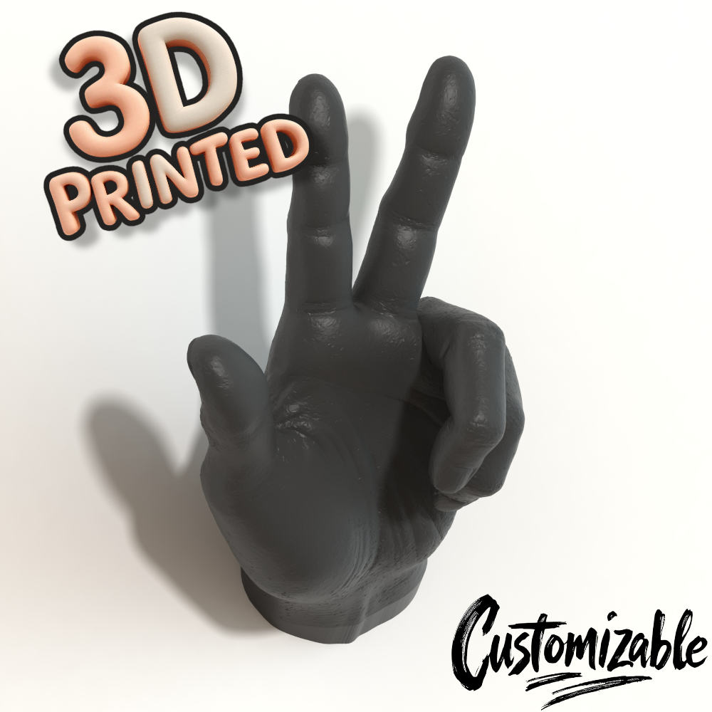 Male Hand Hook, Peace, Choose Your Color, 3D Printed, Wall Mounted, Floating Effect